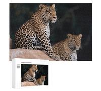 African Leopard on Rock Wooden Puzzles for Adults 300 PCS Unique Shape Puzzles Wall Art Home Decor for Puzzle Lovers, Family, Friend Creative Gift Toys