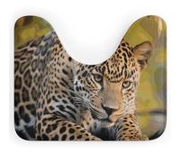 African Leopard Toilet Rugs U Shaped Washable, Extra-Soft Plush Bath Mat 20 X 16 Inch Non Slip Toilet Floor Mat Quick Dry Super Absorbent Bathroom Rugs Microfiber Toilet Carpet
