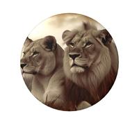 African Lion And Lioness Button Pins 1 Pc, 2.4 Inch Round Button Badges Metal Personalized Picture Photo Pin Buttons Kit For Craft Supplies Christmas Diy Party Projects, 20 PCS, One size