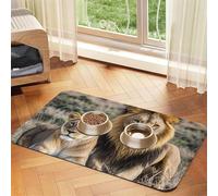 African Lion and Lioness Dog Food Mats for Floors, 12x18 Inch Non-Slip Super Absorbent Pet Food Mat, Dishwasher Dog Mat for Food and Water, Cute Rubber Quick Dry Pet Feeding Mat for Dogs Puppy Cats
