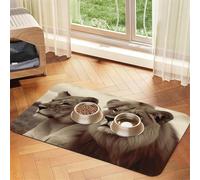 African Lion and Lioness Dog Food Mats for Floors, 12x18 Inch Non-Slip Super Absorbent Pet Food Mat, Dishwasher Dog Mat for Food and Water, Cute Quick Dry Pet Feeding Mat for Dogs Puppy Cats