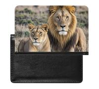 African Lion And Lioness Passport Holder ID Card Protector Case Holder Travel Pack Unisex-adult Waterproof Passport