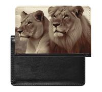 African Lion And Lioness Passport Holder Premium PU Leather Passport Cover Portable Travel Passport Protector Case Unisex Travel Essentials Document Organizer for Vacation Business Trips