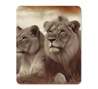 African Lion and Lioness Rubber Mouse Pad