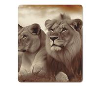 African Lion and Lioness Rubber Mouse Pad