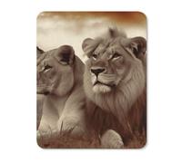 African Lion and Lioness Rubber Mouse Pad