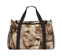 African Lion and Lioness Water-Resistant Travel Duffel Bag Compact Sports, Gym & Weekend Tote for Men & Women