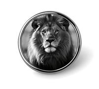 African Lion Black And White Badge Holder Exquisite Round Badge with Picture Pin DIY Button Badges Personalized Metal Button Pin Fashion Brooch Crafts Gifts Clothes Decorative Pins