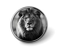 African Lion Black And White Button Badge Classic Cute Brooches Fashion Round Badge Exquisite Metal Lapel Pin Personalized Pins Buttons for Clothing Backpack Hat Jackets Decoration