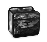 African Lion Black And White Car Backseat Organizer with Clear Tablet Holder, Multi Pockets Waterproof Oxford Kick Mat Storage Bag, Universal Auto Seat Back Storage Caddy for Drinks Travel Essentials