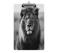 African Lion Black and White Clipboard Sturdy Low Profile Clip Clipboards Hanging Hole with Hanging Clipboard Acrylic Clip Board Holds 100 Sheets12.5x8.5In