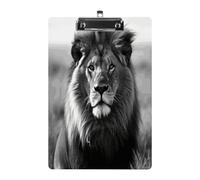 African Lion Black and White Clipboard Sturdy Low Profile Clip Clipboards Hanging Hole with Hanging Clipboard Acrylic Clip Board Holds 100 Sheets12.5x8.5In