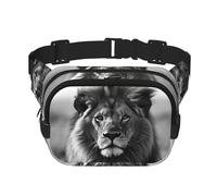 African Lion Black And White Fanny Pack For Women Waterproof Adjustable Belt Bags Waist Pack Fashion Casual Crossbody Bags Bum Bag For Running Workout Hiking Traveling, Black, One Size