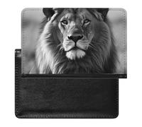 African Lion Black And White Passport Holder Slim Travel Wallet RFID Blocking Card Case Cover Passport Cover Protector Essentials with Credit Card Slots for Women/Men