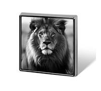African Lion Black And White Square Lapel Pins Backpack Pin Cute Brooch Decoration Brooches for Women Men Fashion Button Badges for Hat Backpacks Purses Jackets Shirt Suit