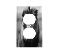 African Lion Black and White Standard Wall Socket Panel Single Gang Electrical Outlet Cover Plate Unbreakable US Wall Outlet Cover Standard Receptacle Socket Face Plate