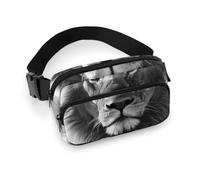 African Lion Black And White Waist Bag Fashion Fanny Bag with Adjustable Strap for Outdoor Workout Cycling Unisex, white, 20x13cm, Waist Bag