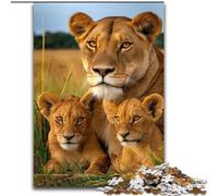 African Lion Family Puzzles for Adults 1000 Pieces, Brain Intelligence Challenge Addictive Toys Birthday Gifts for Age 14+ (50x75cm)