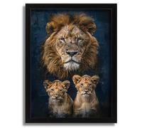 African Lion Family Wall Art Print Animal Artwork Africa Lion Cubs Picture Print Poster A5 - Wall Art Home Decor Movie Poster Canvas Film Cinema Retro Vintage Cult Classic Nostargic Saga Modern repri