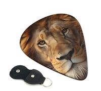 African Lion Head 6 Pack Guitar Picks With Holder, Personalized Guitar Plectrums Non-Slip Portable Ukulele Bass Picks 0.46mm For Acoustic Guitar Lovers Gifts