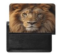 African Lion Head Passport Holder PU Leather Passport Wallet Cute Passport Cover Case Portable Credit Card Organizer Beautiful Travel Document Organizer for Women Men