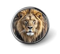 African Lion Head Round Badge Personalized Metal Lapel Pin Badges Fit Clothing Bags Hat Humorous Printed Brooch Badge Party Decorations Accessories for Men Women