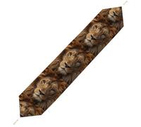 African Lion Head Table Runner for Dining Table, Short Plush Runners Washable & Durable Tablerunner Modern Home Decor for Wedding, Kitchen, Holiday 200*33cm