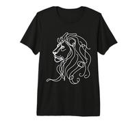 African Lion Line Art Wildlife Big Cat Premium T-Shirt