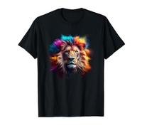African Lion Male in Exploding Color Value Graphic T-Shirt, Men, Black, M