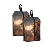 African Lion Printed Travel Shoe Storage Bag Waterproof Jacquard Fabric is Lightweight, with Strong Handle and Central Zipper.