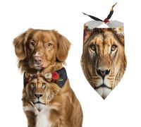 African Lion Wearing A Flower on Its Head Dog Bandanas Adjustable Bib Handkerchief Party Pet Decorations Cute Dog Triangle Scarfs for Small Medium Puppy Cat Costume Accessory