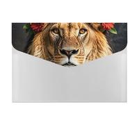 African Lion Wearing A Flower on Its Head File Organizer for Office,6 Pockets Expanding File Folder, Portable Accordion Folders for Desktop, Waterproof Paper Bill Receipt Organizer for Business