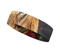 African Lion Wearing A Flower on Its Head Sports Headbands for Man, Non Slip Sweatbands for Running, Stretchy Breathable Hairband for Cycling, Football, Yoga, Fitness Workout, Washing Face