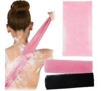 African Long Mesh Bath Sponge, 2 Pcs Body Exfoliating Shower Scrubber Flat Back Scrubber Dead Skin Removal Scrubber Mesh Exfoliating Sponge 11.8×31.5"