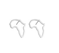 African Map Earrings for Women Stainless Steel Traditional Ethnic Chic African Map motherland outline Dangle/Stud Earring Map Jewelry (silver 1)