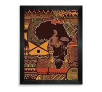 African Map Ethnic Pattern 5D Diamond Painting Kits for Adults Large DIY Round Drill Diamond Art with Frame Beginner Friendly Craft Gem Painting for Stress Relief Home Wall Decor Blackwood 40*50cm