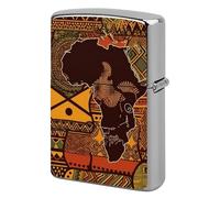African Map Ethnic Pattern Cigarette Lighter Case Metal Vintage Cigarette Flip Lighter Cover Pouches Kerosene Smoke Lighter Sleeve Pocket Lighters Double Side Cool Lighters for Men