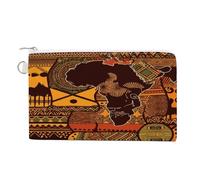 African Map Ethnic Pattern Coin Purse with Zipper Coin Wallet Coin Pouch Canvas Change Purse Pouch Zero Wallet Coin Bag