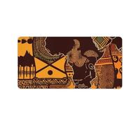 African Map Ethnic Pattern Desk Mat Waterproof Writing Mouse Pad Large Office Desk Pad Protector Non-Slip Laptop Desk Protector Desk Blotter Rubber Keyboard Mat for Work Home Decor 12" X 24"