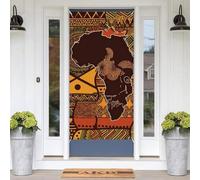 African Map Ethnic Pattern Door Cover Decoration 35 * 70 In, Boho Colorful Landscape Door Curtains Banners Backdrop Background Doorway Decor for Indoor Outdoor Party Decorations