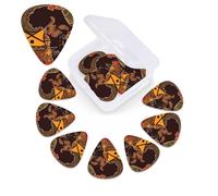 African Map Ethnic Pattern Guitar Picks 12 Pack 3 Different Thickness Celluloid Guitar Plectrums with Guitar Pick Storage Box Personalized Guitar Pick for Acoustic Guitar Picks
