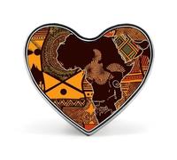 African Map Ethnic Pattern Lapel Pins Metal Heart Shape Lapel Pin Badge Minimalist Cute Heart Brooch Pin Fashion Funny Enamel Pins Brooch Badge for Jacket Backpacks Hats Bags