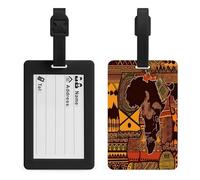 African Map Ethnic Pattern Luggage Tags Suitcases - TPU Travel Bag Tags with Name Id Label and Black Loop - Unique Cute Id Labels for Women Men Suitcase Baggage Bag Backpack Instrument