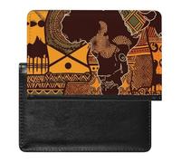 African Map Ethnic Pattern Passport Cover Family Printed Leather Passport Holder Minimalist Front Pocket Slim Travel Wallet Cover Case Lightweight Credit Card Holder for Women Men