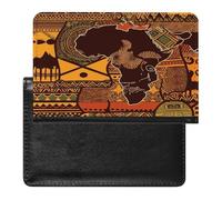 African Map Ethnic Pattern Passport Holder Vaccine Card Holder Travel Document Organizer Credit Card Organizer for Women/Men