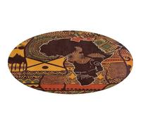 African Map Ethnic Pattern Round Area Rug Non Slip Backing Doormat Water Absorbent Plush Throw Low-Pile Non-Slip Floor Mat Carpet for Living Room Bedroom Entryway Nursery Room 80 * 80cm