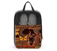 African Map Ethnic Pattern Shoe Bag for Travel Water-Resistant Shoe Pouch for Gym Portable Sneaker Bag with Zipper Travel Luggage Shoes Organizer Soccer Cleats Bag for Gym, Luggage