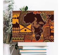 African Map Ethnic Pattern Wall Decor For Living Room Large Canvas Wall Art For Bedroom Modern Office Pictures Wall Artwork Landscape Paintings Canvas Art Prints Home Decorations 16x12inch(40x30cm)