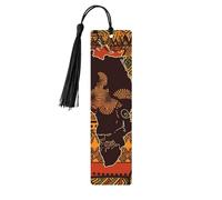 African Map Ethnic Pattern Wooden Bookmark 5pcs for Book Lovers,DIY Wood Craft Bookmarks with Colorful Tassels Wooden Gift Tags Labels OrnamentsUnusual Gift for Men Women