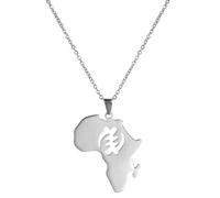 African Map Necklace For Women Men Stainless Steel Minimalist Ethnic Chic Africa Motherland Continent Outline Pendant Hiphop Jewelry